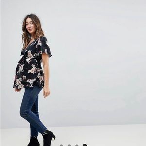 New look maternity satin flutter sleeve blouse